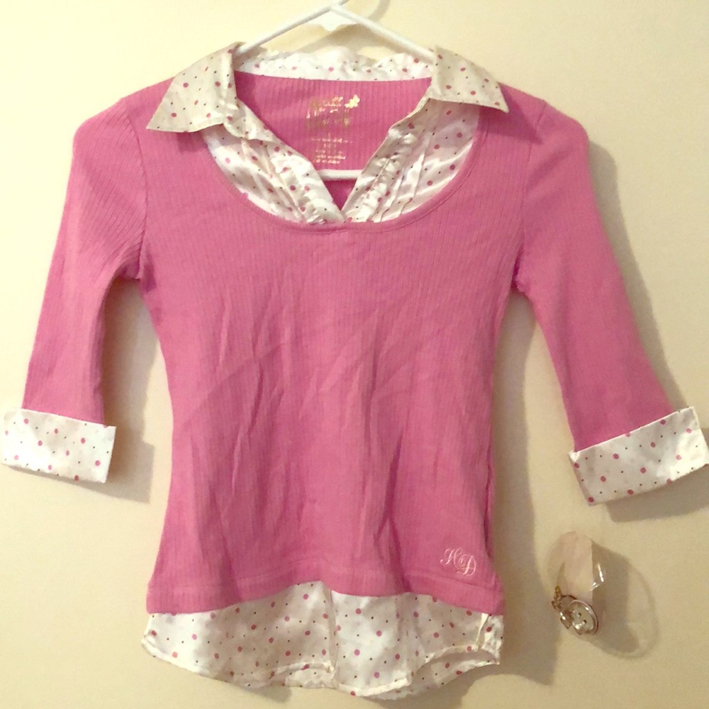 Stuff by Hilary Duff Kid’s Dusty Pink Blouse + 2 Free Button Pins